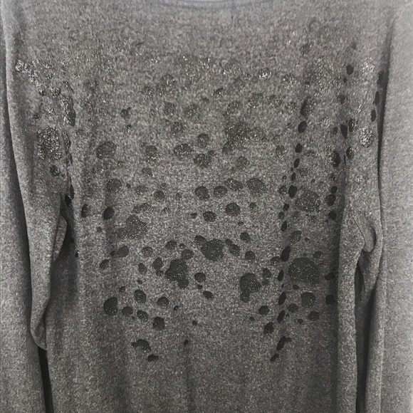 Wildfox Black Sparkle Leopard Animal Print Long Sleeve Sweatshirt Top Sz XS - Picture 7 of 10